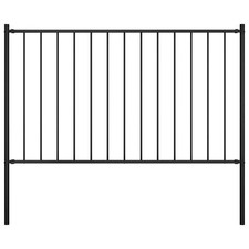 Fence Panel with Posts -coated Steel 1.7x1.25 m Black S6W0
