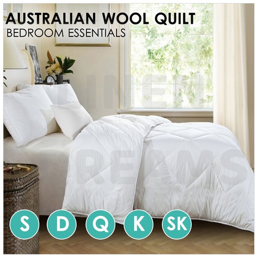 All Size 350 / 500GSM Australia Wool Quilt Doona Duvet Blanket Summer