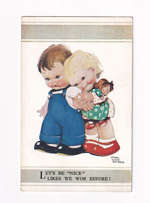 Gedruckte Postkarte Mabel Lucie Attwell Let's Be Nice Likes We Wos Be Vorher