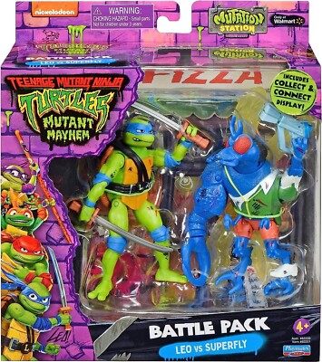 Mutant Mayhem Mutation Station Leo vs Superfly 4.6-Inch Battle