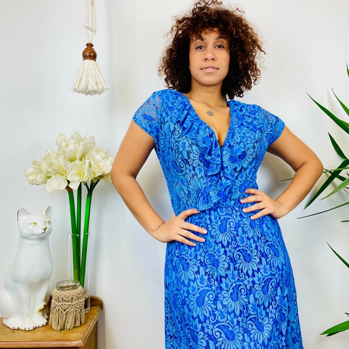 Vintage blue lace dress sale