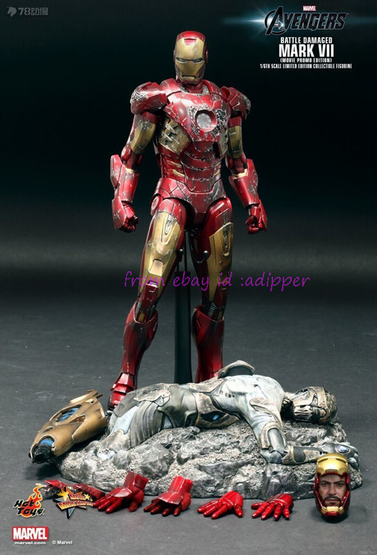 Perfect HT 1/6 Mms196 Iron Man Mark Vii Vii 7 Battle Damaged