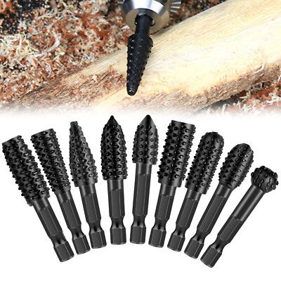 10 PCS Rotary Burr Rasp Files 1/4'' Shank Wood Carving Drill Bits for Die Grinder