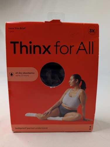 Thinx for All Women's Comfort Leakproof Period Underwear, Black Haze, Size 3X