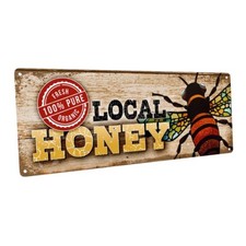 Fresh Organic Local Honey / Bee Metal Sign; Decor for Kitchen and Dinning Room