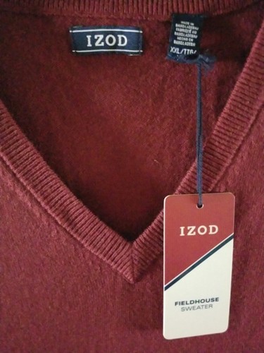 IZOD Red Dahli Fieldhouse Sweater Vest NEW XXL Large NWT $50 Cotton/Acrylic/Wool - Picture 4 of 5