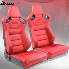 Universal X2 Reclinable Big Style Racing Seat + Double Slider Red PU & Carbon