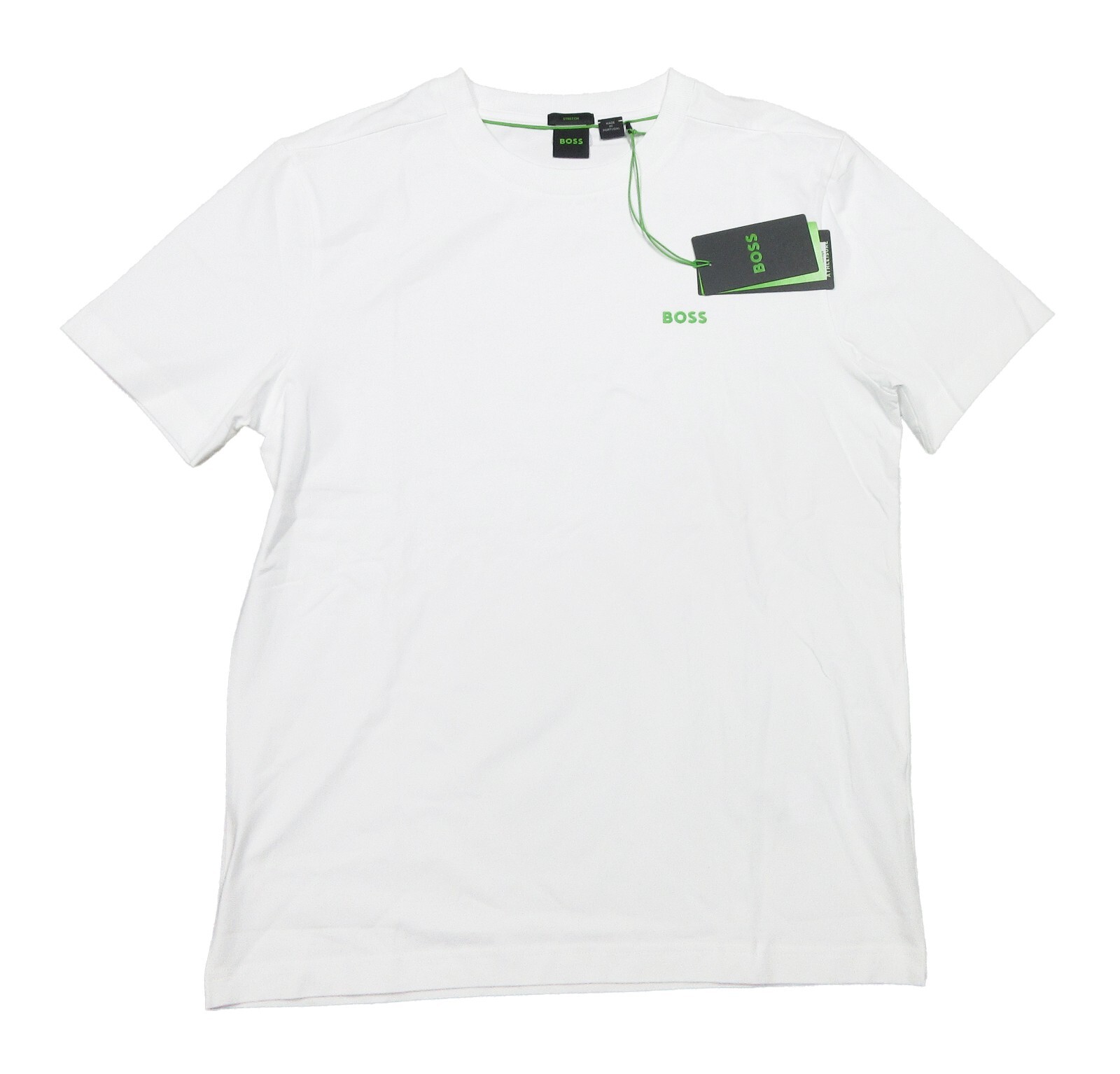 Boss Hugo Boss Men's White Tee Regular Fit Stretch Crew-Neck Short Sleeve Shirt