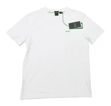 Boss Hugo Boss Men's White Tee Regular Fit Stretch Crew-Neck Short Sleeve Shirt