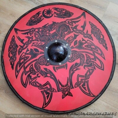 Christmas Battle Ready Armor Round Shield Fenrir Knot Viking Shield Wolf Design