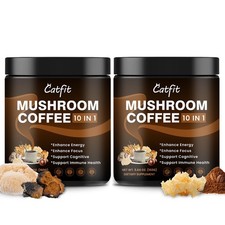 Instant Mushroom Coffee Powder, 10-in-1 Adaptogen Blend with Lion's Mane, Cha...