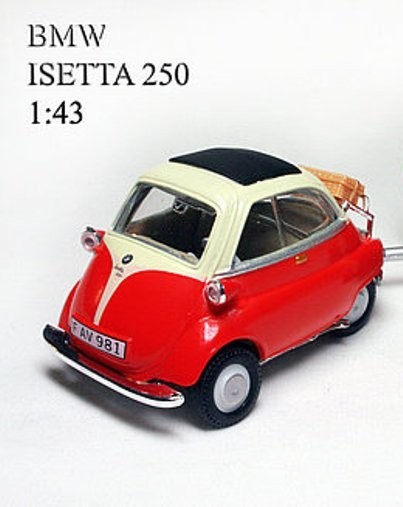  Isetta 250 ミニカー CARARAMA 4-12350 - BMW Isetta 250 Bubble Car Red White Roof 1/43