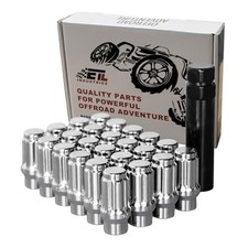M12x1.5 Extended Lug Nuts 6 Spline for Aftermarket Wheels, 24 Pcs Silver