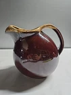 Vintage Hull Oven Proof USA Brown Drip Glaze Ball Pitcher with Ice Lip