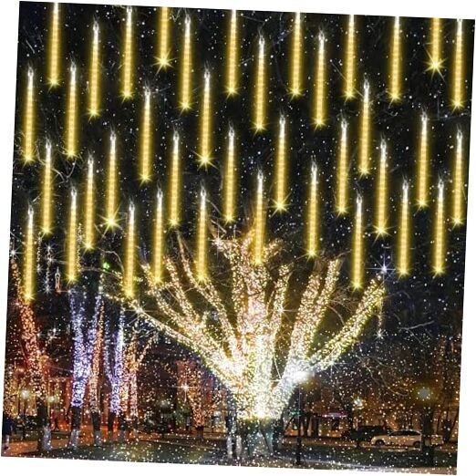 20 Tubes 480 LED Meteor Shower Rain Lights, 11.8 inches Cascading Warm White