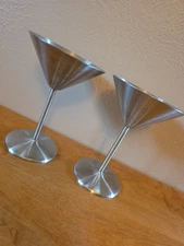 OGGI Pair of 2 8oz Stainless Steel Martini Glasses Unbreakable Cocktail Bar Camp