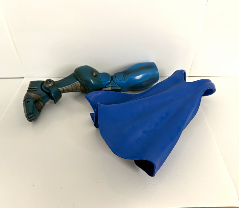 Action Figure Parts: Blue/Gray Plastic Legs & Blue Cape, 1 Pack (No Packaging)