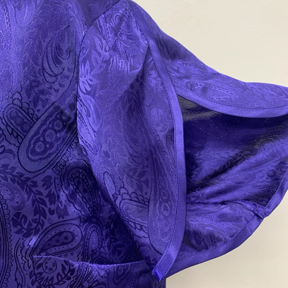 Cacique Pajama Set Satin Purple Pants Button Up Top 18/20 Sexy Sensual Lounge - Image 3 of 4