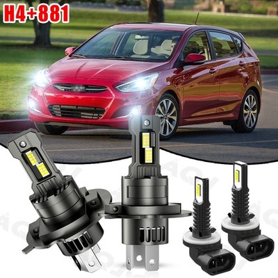 For Kia Spectra5 2005-2009 Combo Bulbs 9003 H4 LED Headlight 881 Fog Light Kit