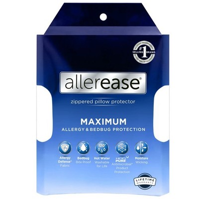 AllerEase King Pillow Cover Protector - Zippered Allergen & Bedbug Barrier