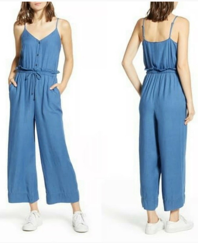 Splendid Paperbag Tie Waist blue Jumpsuit size small