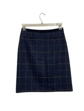 Laura Ashley Tweed Plaid Wool Mini Skirt Blue A-Line Lined British Cloth Sz US 4