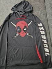 Marvel Deadpool Lightweight Grey Pullover Hoodie Size 2X