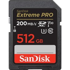 Sandisk Extreme PRO SD UHS-I Memory Card, - V30 - 512GB, Up to 200MB/s Read