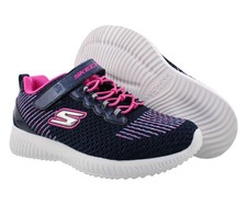 Skechers Squad PS Girls Shoes Size 11, Color: Navy/Pink