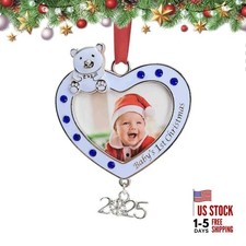 Baby's 1st Christmas Photo Ornament 2025,My First Christmas Blue Heart 2025