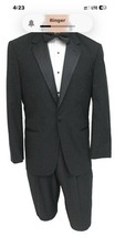 Men's Black One-button Tuxedo Jacket with Pants Satin Notch Lapels