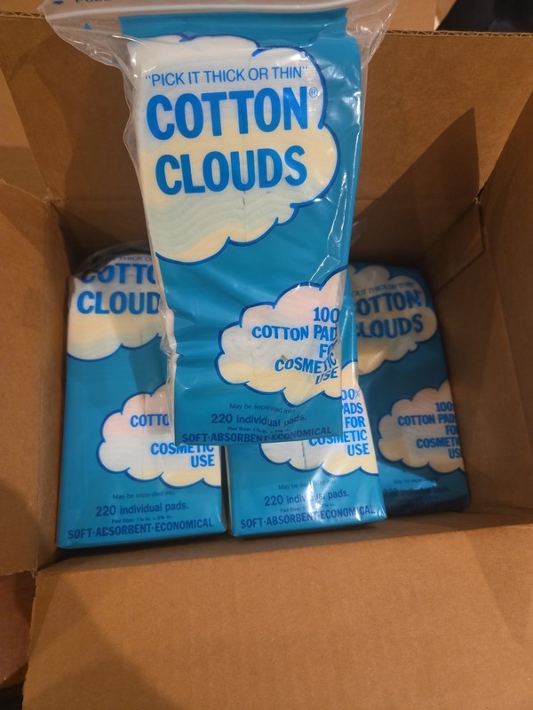 Cotton Clouds Rainbow Cosmetic Cotton Pads - 12 Bags of up to 220 Pads Each