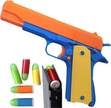 Toy Gun Soft Dart Blaster W/ 20 Soft Darts  2 Dart Holders   Slide Action W/