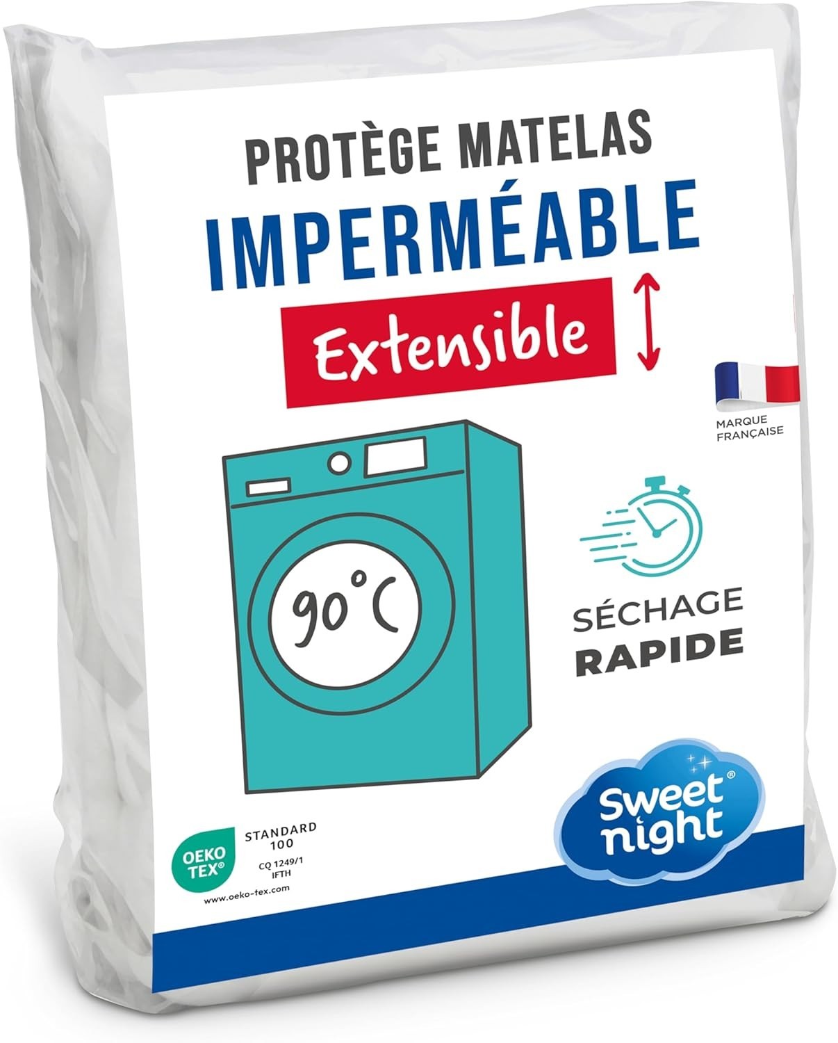 Protège-matelas 140x190 cm imperméable blanc en coton bouclette