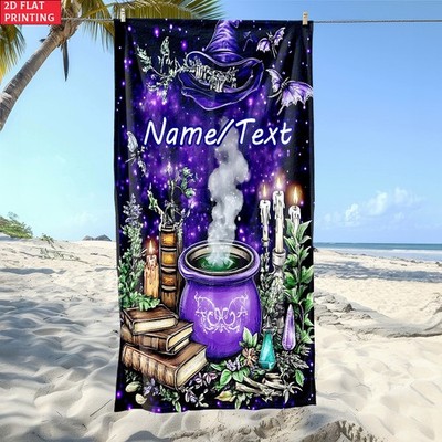 1pc Custom Name Magic Cauldron. Beach Towel - Soft, Ultra-Absorbent Microfiber