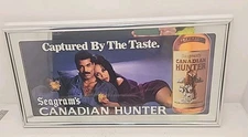 Vintage Seagram's Canadian Hunter Sign Framed Glass 26x 13 