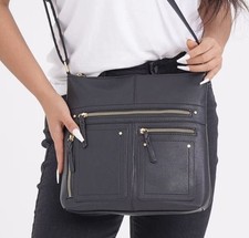 Black Faux Leather Crossbody Bag/Purse Adjustable Strap