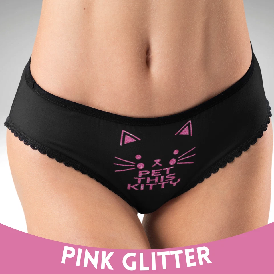 Women’s Hipster Panties – “Pet This Kitty” Funny Cat Design Lingerie (18+) - Image 4 of 4