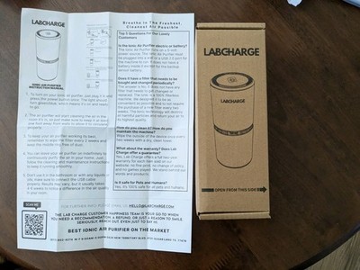 Lab Charge Air Purifier, Ionic1611k,  Micro Input 5V 1000mA  (1 Unit)