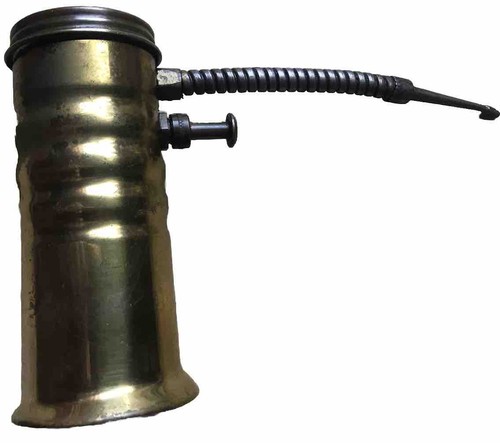 Vintage EAGLE No. 66 Brass Finger Pump Oiler Oil Can w/ 5" Flex Spout