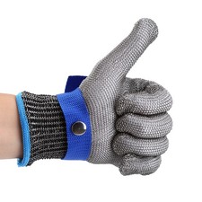 B- Cut Proof Stab Resistant Stainless Steel Wire Metal Mesh Butcher Cotton Glove