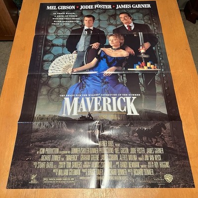 Maverick Original 1994 Folded 1sh 27x40 Movie Poster Mel Gibson Jodie Foster