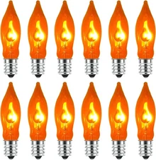 Flickering Flame Light Bulbs, 12 Pack C7 Orange 
