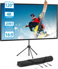 Projector Screen with Stand 16:9 Portable Outdoor Indoor 120 Inch, Lightweight