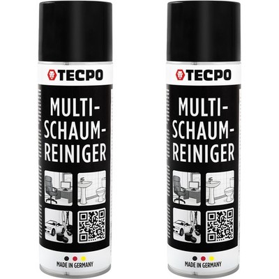 TECPO MULTI SCHAUM-REINIGER 2x500 ml für POLSTER SCHEIBEN GLAS KUNSTSTOFF METALL