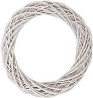 Clayre & Eef Deko Kranz Rattan Weiß Ø 50X9 Cm Skandi FüR TüR Wand Tisch