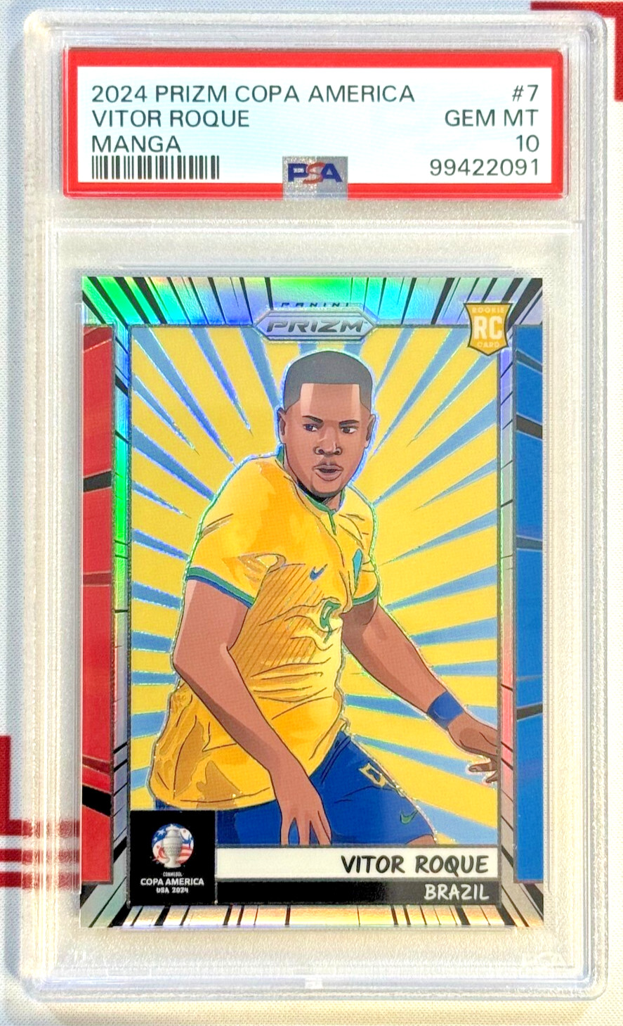 2024 Panini Prizm Copa America #7 VITOR ROQUE Manga Case Hit SSP Rc PSA 10