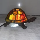 Vintage Tiffany Style Tortoise Lamp Night Light Stained Glass  Art Deco