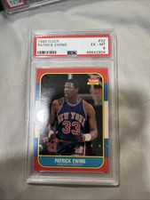 1986-87 Fleer #32 Patrick Ewing Pat ROOKIE RC PSA 6 Graded Basketball Card NBA. rookie card picture