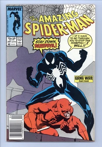 AMAZING SPIDER-MAN 287 (VF) Black Suit Spidey vs DAREDEVIL! 1987 Marvel k308